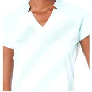 BNWT adidas W H.rdy Ss Polo (M) active wear in linen green stripes